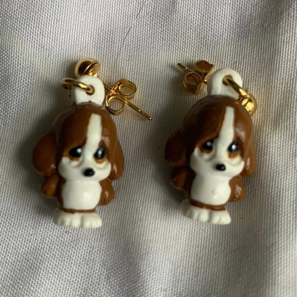 Resin Dog Puppy Brooch Pin and Plastic Dog Puppy Earrings Bundle - Picture 7 of 8